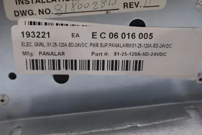 Panelarm 81-25-120A-5D-24 POWER CONTROL UNIT 120V 50/60HZ STOCK G279