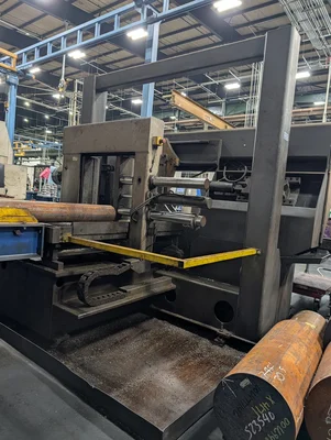 HydMech H-22A 22"x22" Horizontal Bandsaw (Blue roller conveyor in back of saw is excluded)