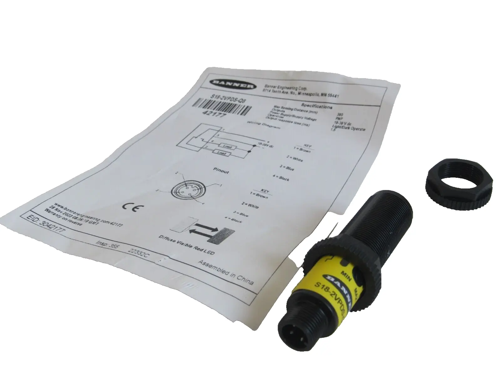 NEW BANNER S18-2VPDS-Q8 PHOTO- ELECTRIC SENSOR S182VPDSQ8
