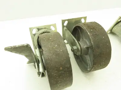 6" Caster Wheels Cast Iron Set of (4) 2-Swivel w Lock & (2)-Fixed Lot of 4