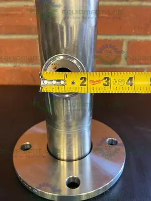 USED MAX PURE 316 STAINLESS STEEL TEE W/ 3" SANITARY FITTING TO 5" FLANGE