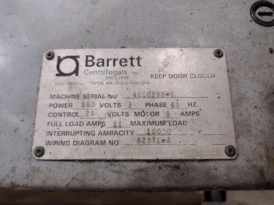 BARRETT MODEL #401 CHIP SPINNER CENTRIFUGE WITH CHIP BASKETS: STOCK #23706