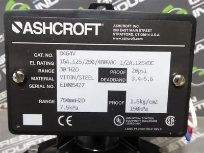 Ashcroft B464V Pressure Switch 30" H2O Range New NIB