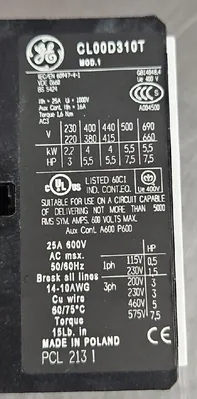 GE CL00D310TE CONTACTOR. Loc 4E-11