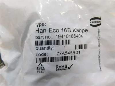 Harting Han-Eco 16B Kappe 19410165404 Cover with Retaining Cord New