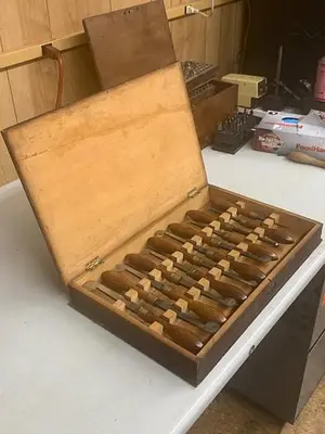 5981-385  Antique Holtzapffel & Co Ornamental Lathe Wood Shaping / Turning Tools, Set of 12, London Rare!