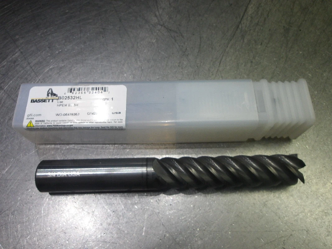 Bassett 3/4" 5 Flute Carbide SQ Endmill 3/4" Shank B02532HL (LOC2370)