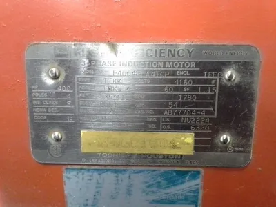 400 hp Toshiba High Efficiency AC motor, 1780 rpm, ReManufactured