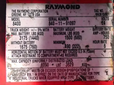 USED THE RAYMOND CORPORATION 8400