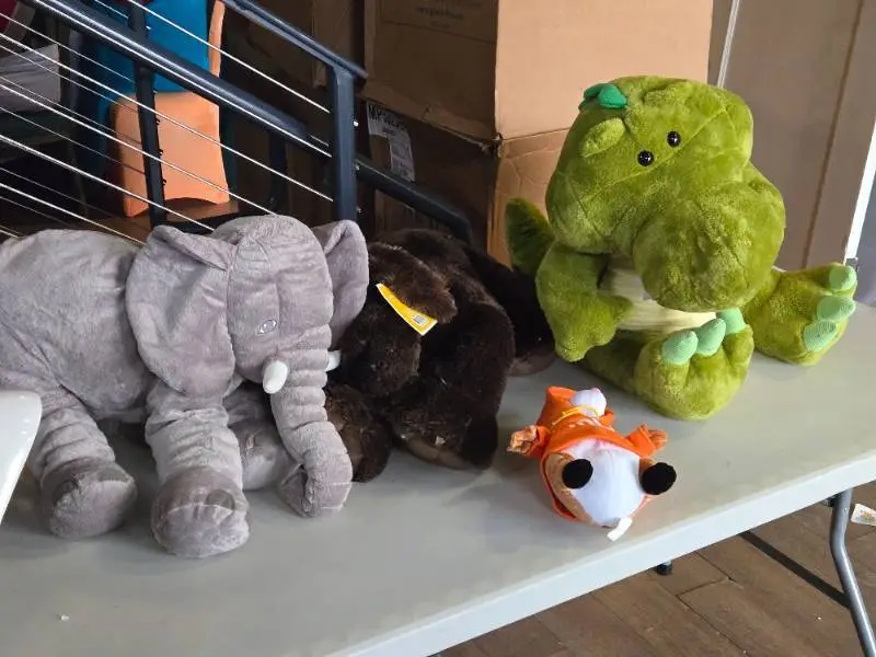 Lot of (4) Stuffed Animals - 24" Crocodile, 20" Elephant, 24" Dog, 12" Yolo Chipmunk