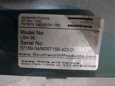 3500 LB X 60" X 48" SOUTHWORTH MODEL #LS4-36 HYDRAULIC SCISSOR LIFT TABLE, 110V SINGLE PHASE: STOCK #20928