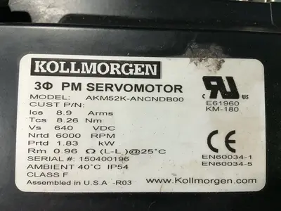Used KOLLMORGEN AKM52KANCNDB00 Motors (misc) Ohio US | HGR 24 #1329460