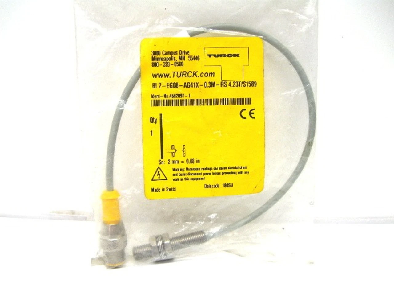 Turck BI 2-EG08-AG41X-0.3M-RS 4.23T/S1589 Proximity Switch 2 MM Sense Distance