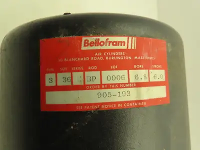 Bellofram 905-193 Pneumatic Air Cylinder 6.8" Bore 6" Stroke Spring Return