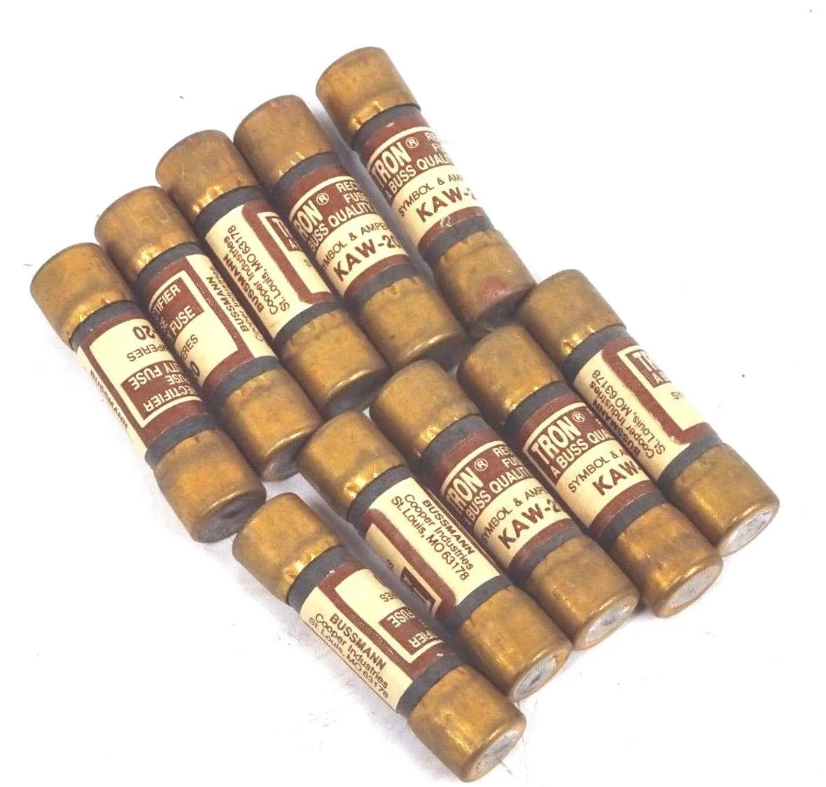 LOT OF 10 BUSSMANN TRON KAW-20 FUSES