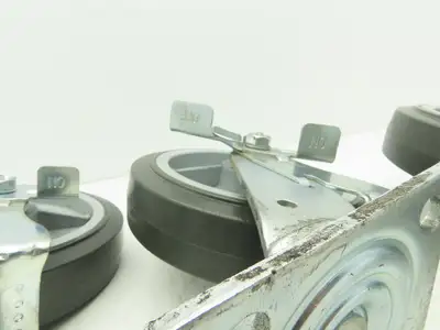 8x2" Swivel Plate Locking Caster Wheel Gray Rubber Thermoplastic  Set of 4
