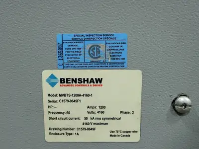 Used BENSHAW MVBTS-1200A-4160-1 Switchgears British Columbia CA | Lenmark #240730