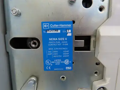 Cutler Hammer AN14TN0 400Hp Industrial Motor Starter Size 6 Overload Protection