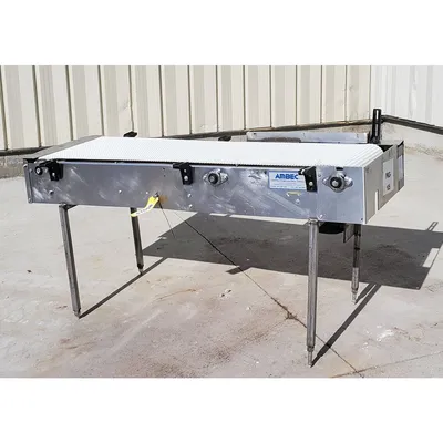 Used 20" W x 5' L Sanitary Stainless Steel Plastic Link Interlock Belt Conveyor
