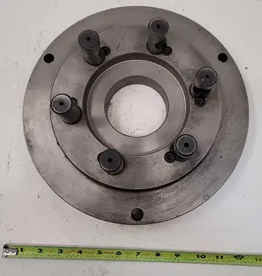 USED BUCK CHUCK D1-8 LATHE CHUCK MOUNT – 12IN DIAMETER