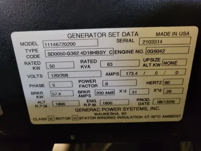 USED GENERAC 11146720200/ 50 KW