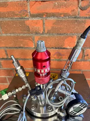 Used BUCHIGLASUSTER JACKETED 0.8 LITER GLASS REACTOR, 6 BAR W/ IMPELLER Reactors California US | Equipment Lab #1407299