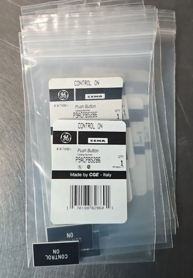 GE P9ACPBS286 push button sticker lot of 9. Loc4D18