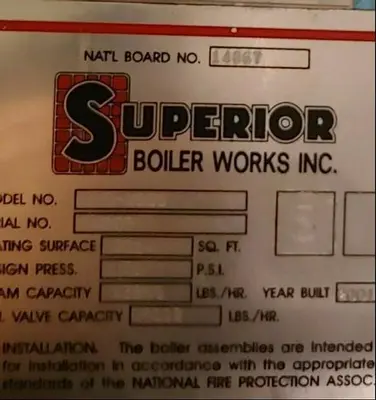 2001 Superior boiler 400 HP 150 PSI fire tube boiler steam boiler