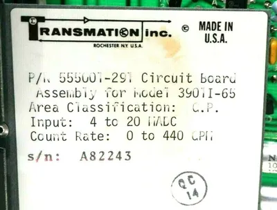USED TRANSMATION 555001-291 PC BOARD 555001291