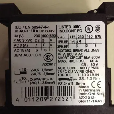 USED SIEMENS 3RT1 015-1AP01