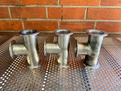 Used 3 WAY STAINLESS STEEL KF 50 NIPPLE VACUUM FITTING Valves/Fittings California US | Equipment Lab #1317054