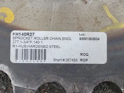 Roller Chain Sprocket H140R27, Size 140, 27 Teeth