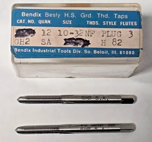 Lot of 2 Besly Tap 10-32 NF GH2 Plug 3 FL Brand New USA Made
