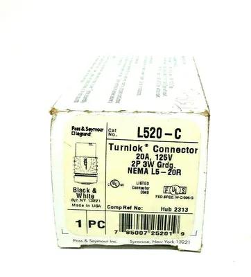 3 NEW LEGRAND PASS & SEYMOUR L520-C TURNLOK CONNECTOR L520C