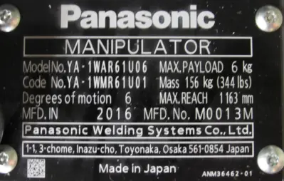 NEW PANASONIC YA-1WAR61U06 ROBOT WELDING SYSTEM TM-1100WGIIU AUR01060