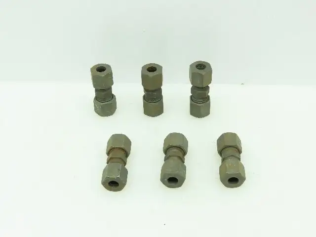 VOSS Steel Flareless Metric Straight Union Compression Fitting 8mm Tube LOT of 6