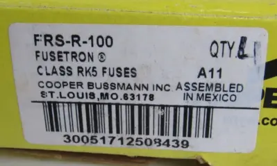 NEW COOPER BUSSMAN FRS-R-100 FUSES FRSR100 LOT OF 4