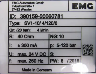 NEW EMG SV1-10/4/120/6 SERVO VALVE SV11041206