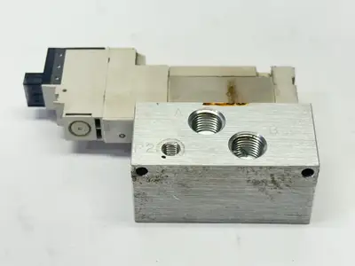 HGF10T1G-80-PS | Humphrey  Pneumatic Air Valve 0-100PSI w/ Manifold Block 24VDC - Used
