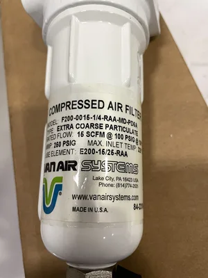 Van Air Systems F200-0015-1/4-RAA-MD-PD6A Compress Air Filter w/ Element -NIB