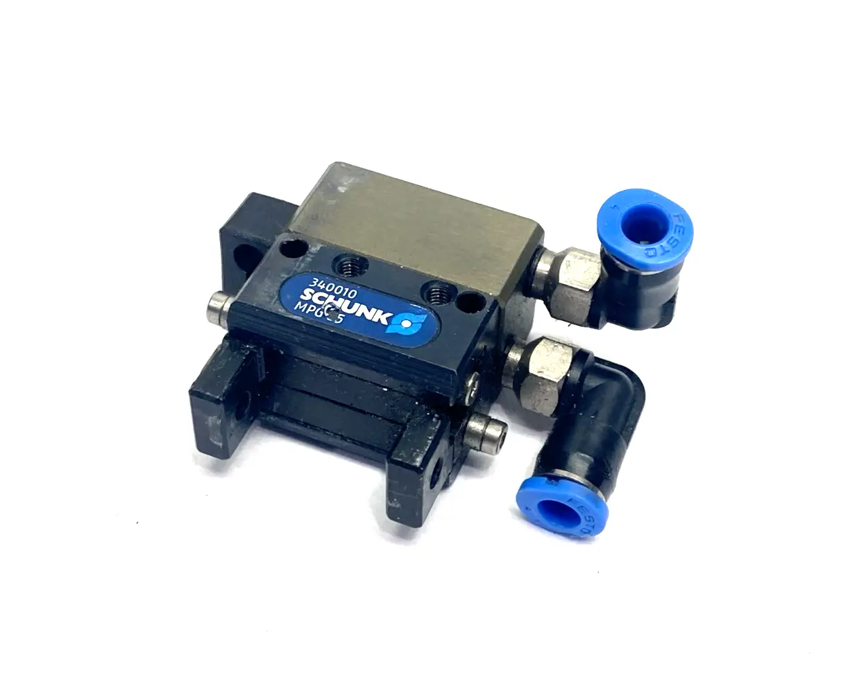 USED SCHUNK 2-JAW PNEUMATIC PARALLEL GRIPPER, 340010