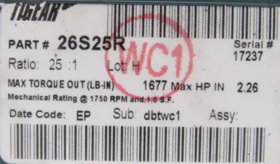 NEW DODGE 26S25R GEAR REDUCER 25:1
