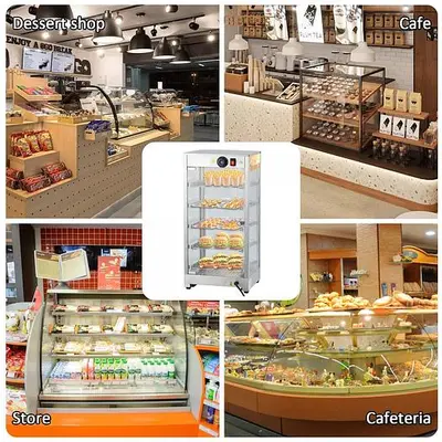 Commercial Food Pizza Pastry Warmer Countertop Display Case 3-Tier / 5-Tier  23" x19" x 34" high