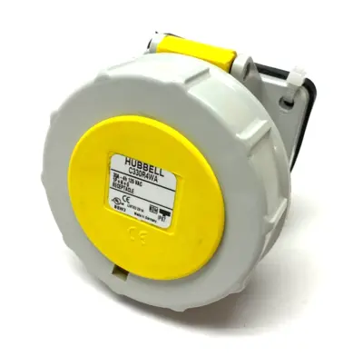Used Hubbell Heavy Duty Female Pin & Sleeve Receptacle 2-Pole 3-Wire YELLOW Electrical Fittings Michigan US | Maverick Industrial Sales #1401509