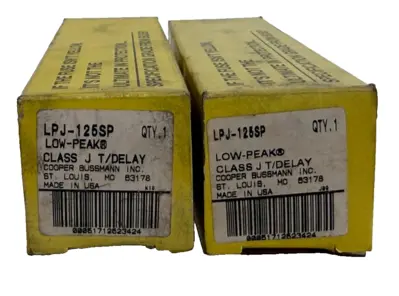 NEW LOT OF 2 COOPER BUSSMANN LPJ-125SP LOW-PEAK FUSES LPJ125SP