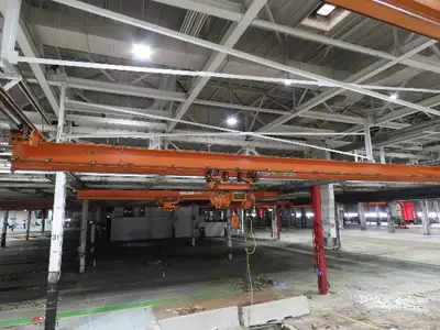 Cleveland Tramrail P&H 4 Ton Single Girder Underhung Bridge Crane 45' 10" Span