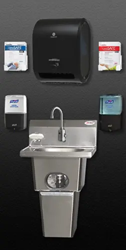 Eagle Group HFL-5000-LRS Wall Mount Touchless Hand Sink w/ Waste Receptacle, Side Splashes