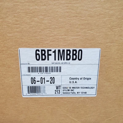 New | in-Stock GOULDS WATER TECHNOLOGY 6BF1MBB0 Misc Industrial Equipment California US | American Industrial Supply Co. #1558208