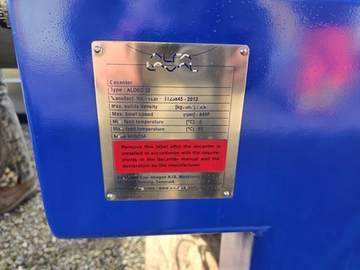 NEW: Alfa-Laval ALDEC 20 decanter centrifuge, 316SS.