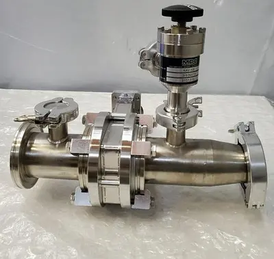 EDWARDS GVI 63M GATE VALVE WITH STAINLESS STEEL ADAPTER WITH MDC KAV-100 PNEUMA